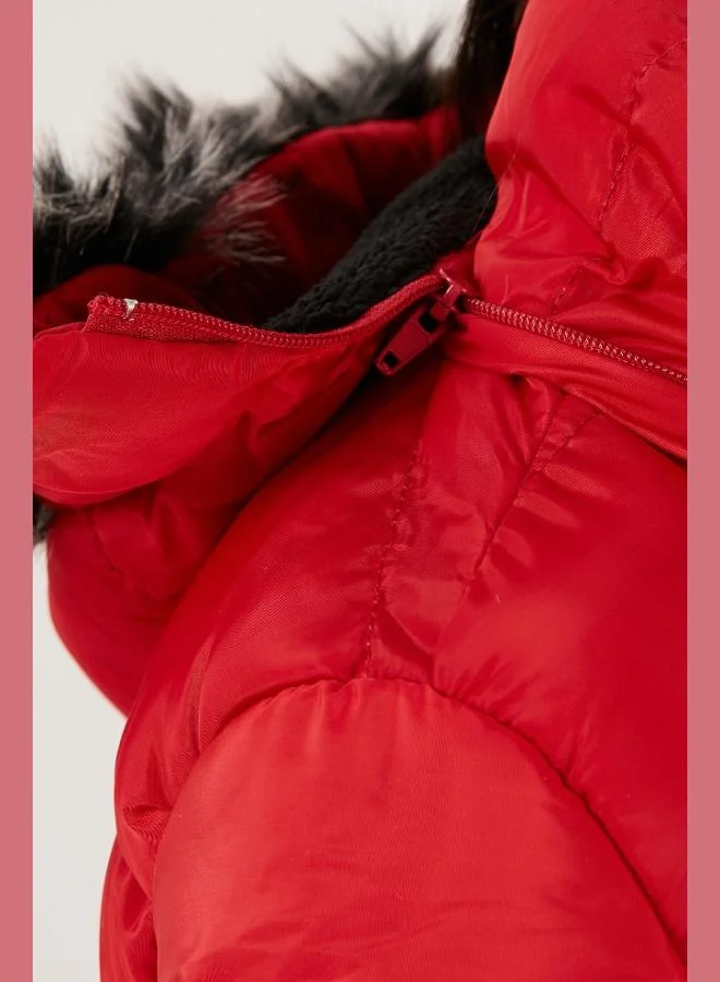 Lela  Lela Plush Lined Faux Fur Collar Detachable Hooded Winter Coat for Girls 5766038 for Women | Best Price UAE