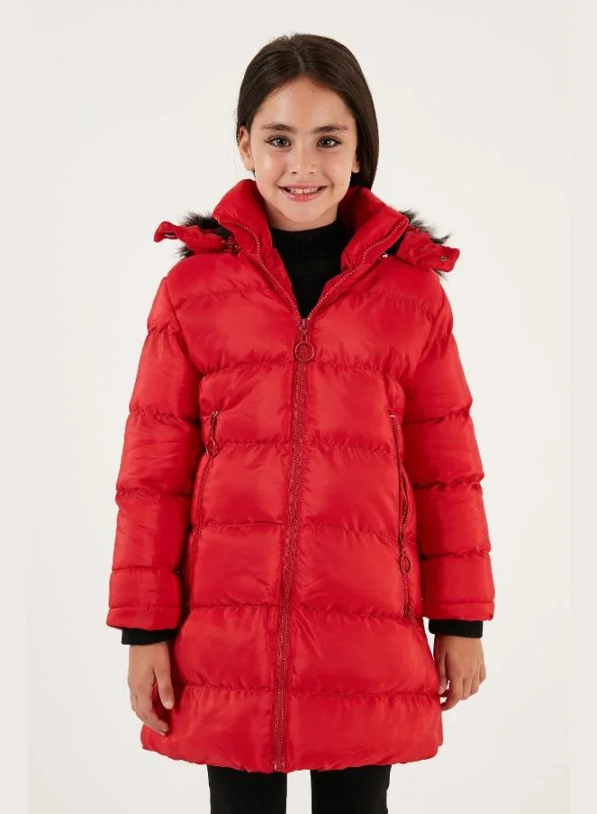 Lela  Lela Plush Lined Faux Fur Collar Detachable Hooded Winter Coat for Girls 5766038 for Women | Best Price UAE