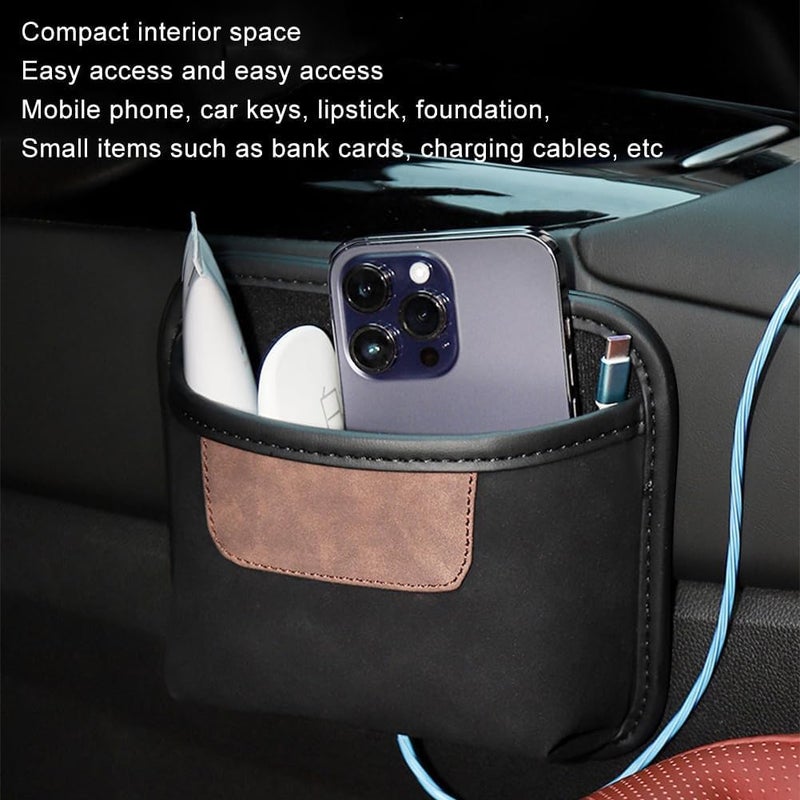 KASTWAVE PU Leather Car Side Pocket Organizer, Car Gap Filler Seat Organizer Storage Box, Universal for, Window, Console, Seat -Fits to Organize Doent, Registration, Notepad, Gadgets, Pen - Image 5