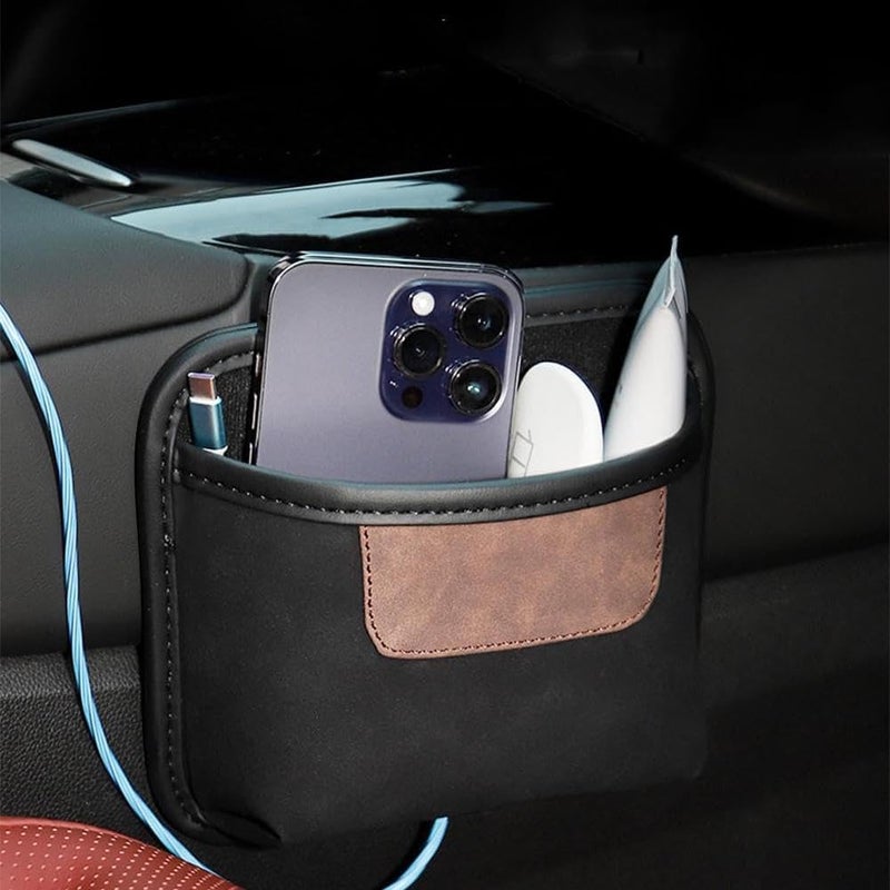 KASTWAVE PU Leather Car Side Pocket Organizer, Car Gap Filler Seat Organizer Storage Box, Universal for, Window, Console, Seat -Fits to Organize Doent, Registration, Notepad, Gadgets, Pen - Image 1