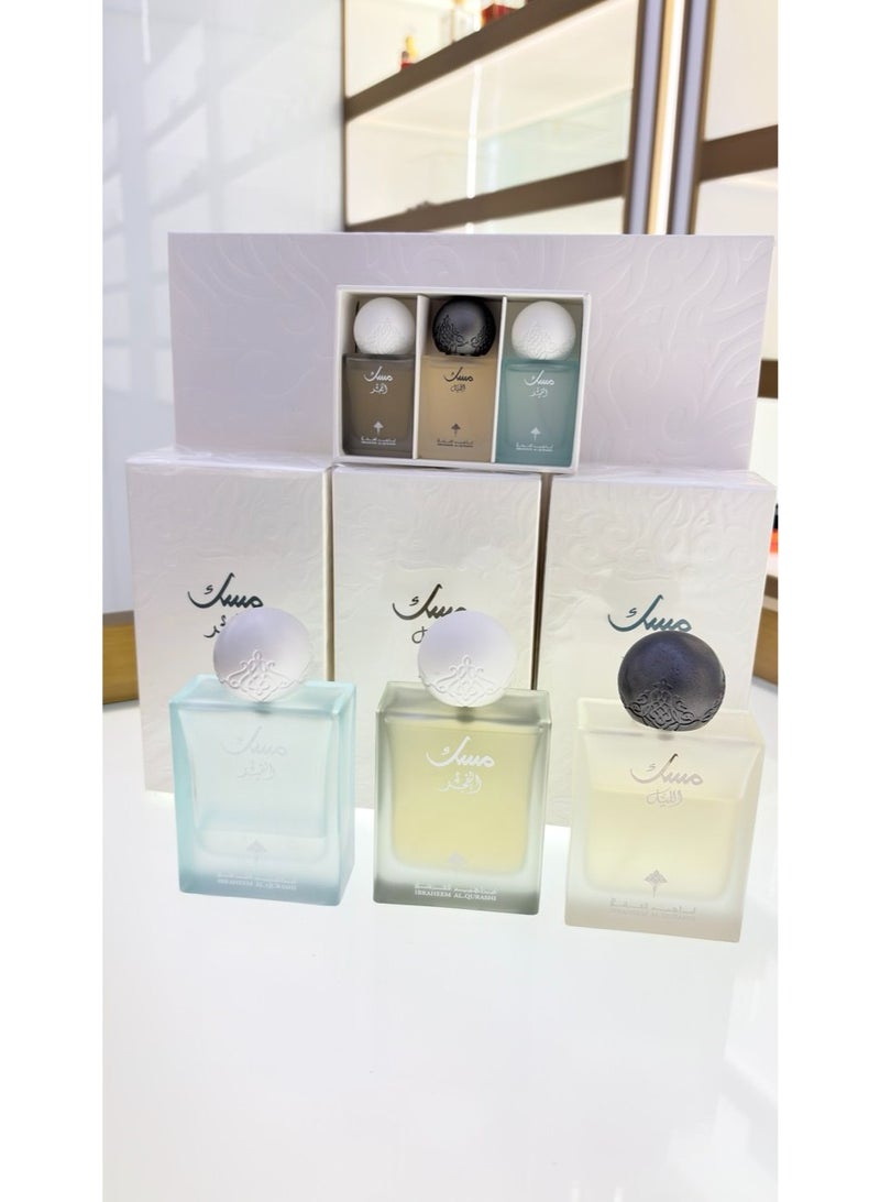 Ibrahim Alqurashi - Summer Musk Elite Main Perfumes (75 mL):  · Musk Al-Lail  · Musk Al-Qamar  · Musk Al fajr Mini Musk Collection (10mL):  · Musk Al-Lail  · Musk Al-Qamar  · Musk Al-Fajer Musk - Image 2