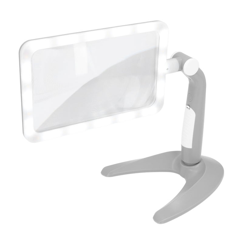 Reading Magnifying Glass: 32 Cold White + 16 Warm LED Chips, Adjustable Light Settings, 180° Rotating Base - Rectangular Lens for Seniors, Home Desk, Handheld Reading Use - Image 5