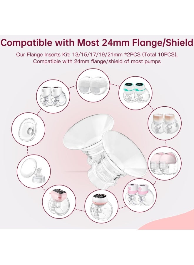Zisheng 13Pcs Silicone Flange Inserts 13/15/17/19/21mm, for Momcozy, Medela, Willow S9/S10/S12 Wearable Hand Free Breast Pump Flange Insert, Reduce 24mm Shield/Flange Nipple Tunnel Down to Correct Size - Image 2