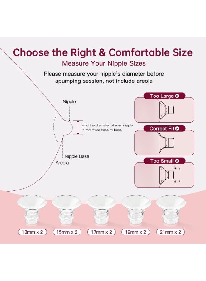 Zisheng 13Pcs Silicone Flange Inserts 13/15/17/19/21mm, for Momcozy, Medela, Willow S9/S10/S12 Wearable Hand Free Breast Pump Flange Insert, Reduce 24mm Shield/Flange Nipple Tunnel Down to Correct Size - Image 4