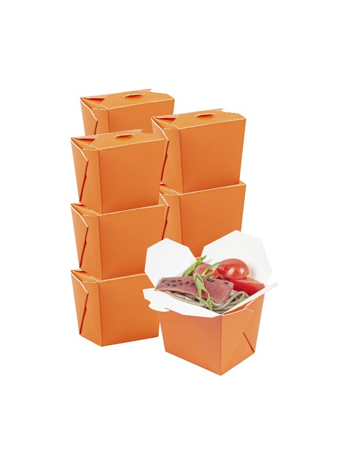 Restaurantware 8 Ounce Noodle Take Out Boxes, 200 Disposable Food To Go Boxes - Tab-Lock, Stackable, Orange Paper Take Home Boxes, Greaseproof, For Restaurants, Catering, And Parties  - Image 2