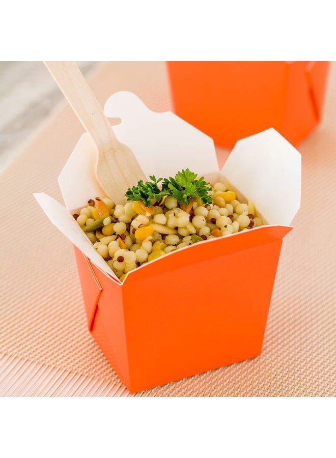 Restaurantware 8 Ounce Noodle Take Out Boxes, 200 Disposable Food To Go Boxes - Tab-Lock, Stackable, Orange Paper Take Home Boxes, Greaseproof, For Restaurants, Catering, And Parties  - Image 3