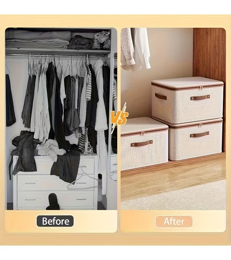 4pcs XL Wardrobe Set 1 Storage Box 3 Dust Covers With Handles - Image 4
