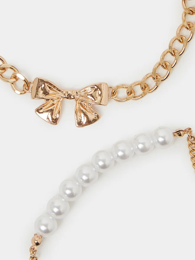 Styli  Set of 2 - Bow Pearl Bracelet for Women | Best Price UAE
