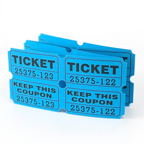 DGBDPACK 200 Raffle Tickets, 50/50 Double Ticket, Bold Numbers for Easy Reading, Ticket for Events,Class Reward & Prizes -Blue - Image 1