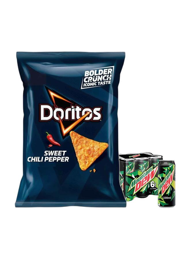 Mountain Dew رقائق دوريتوس بالفلفل الحلو 48 جرام + علب مشروب غازي ماونتن ديو 330 مل عبوة من 6 - Image 1