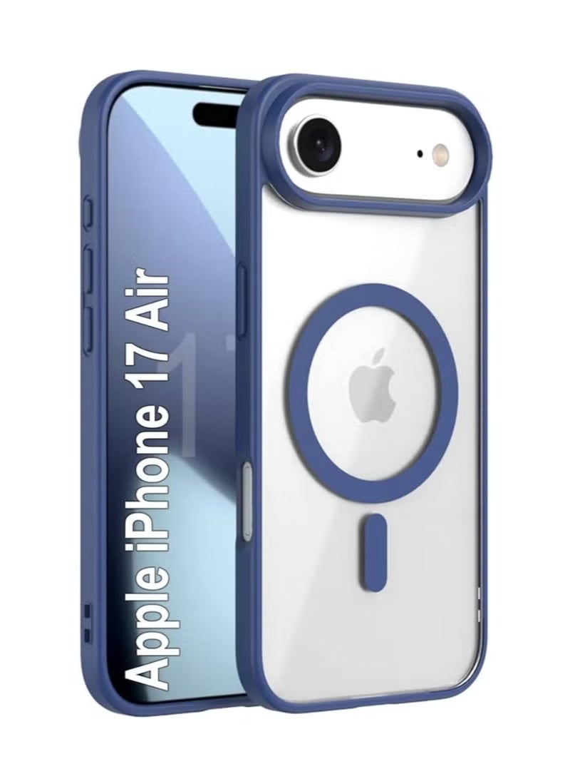 JAJEEK Clear Magnetic Case for iPhone 17 Air (Dark Blue) – Slim Shockproof Transparent Cover with Strong Built-in Magnetic Ring – MagSafe Compatible Case for iPhone 17 Air 6.3 Inch – Translucent Back with Wireless Charging Support - Image 1