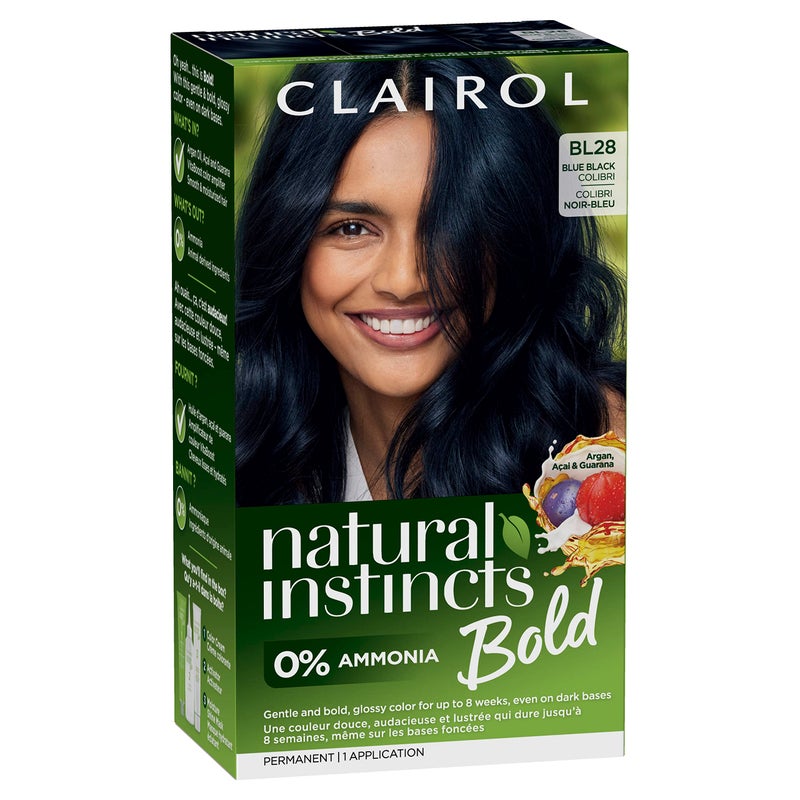 Clairol Natural Instincts Bold Permanent Hair Dye BL28 Blue Black Colibri Hair Color AmmoniaFree with Argan Oil Gentle Bold Glossy Color for Up to 8 Weeks Even on Dark Bases Pack of 1 - Image 3