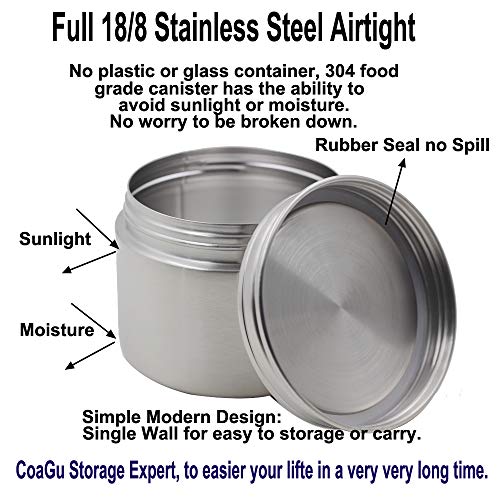 CoaGu 8oz Coffee Canisters: Premium 18/8 Stainless Steel Containers Perfect for Children's Lunches, Tea, Sugar, Coffee Storage, and Candy - Image 3