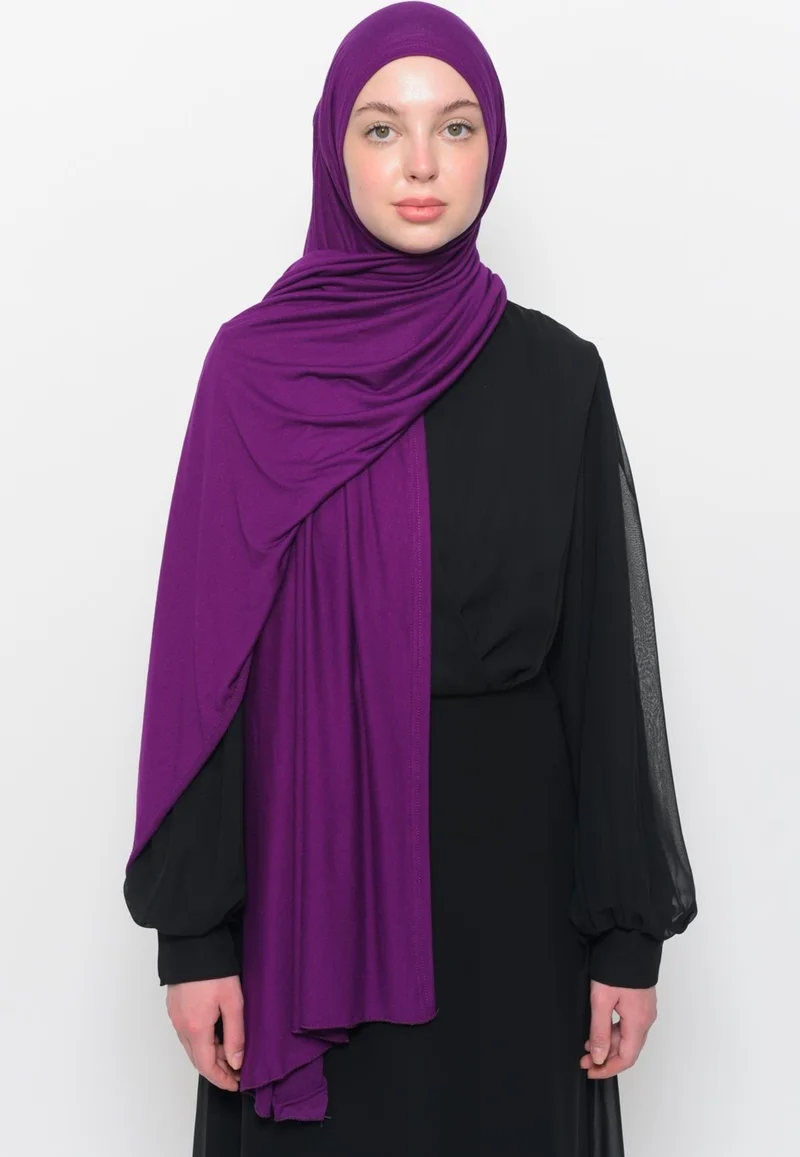 التوبة Ready Practical Interlocking Luxury Organic Plain Combed Cotton Shawl Even Aligned - Light Plum