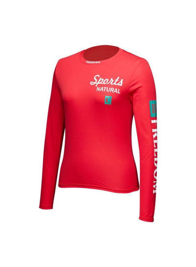 Winter New Style Light Velvet Round Neck Printed German Velvet Running Fitness Elastic Breathable Fleece-lined Base Layer Women's T-shirt