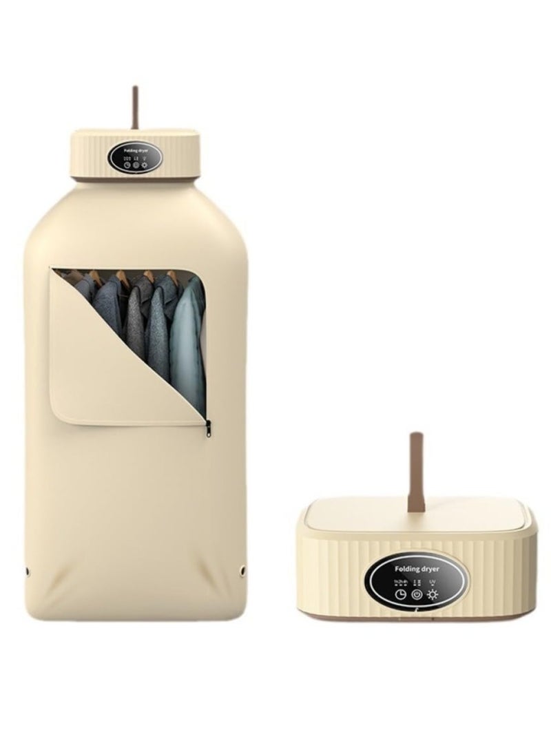 XiuWoo Portable Clothes Dryer Fast Drying, Timed Quiet Drying, Portable Compact Foldable Dryer Machine for Apartments Home Travel RVs Khaki  - Image 1