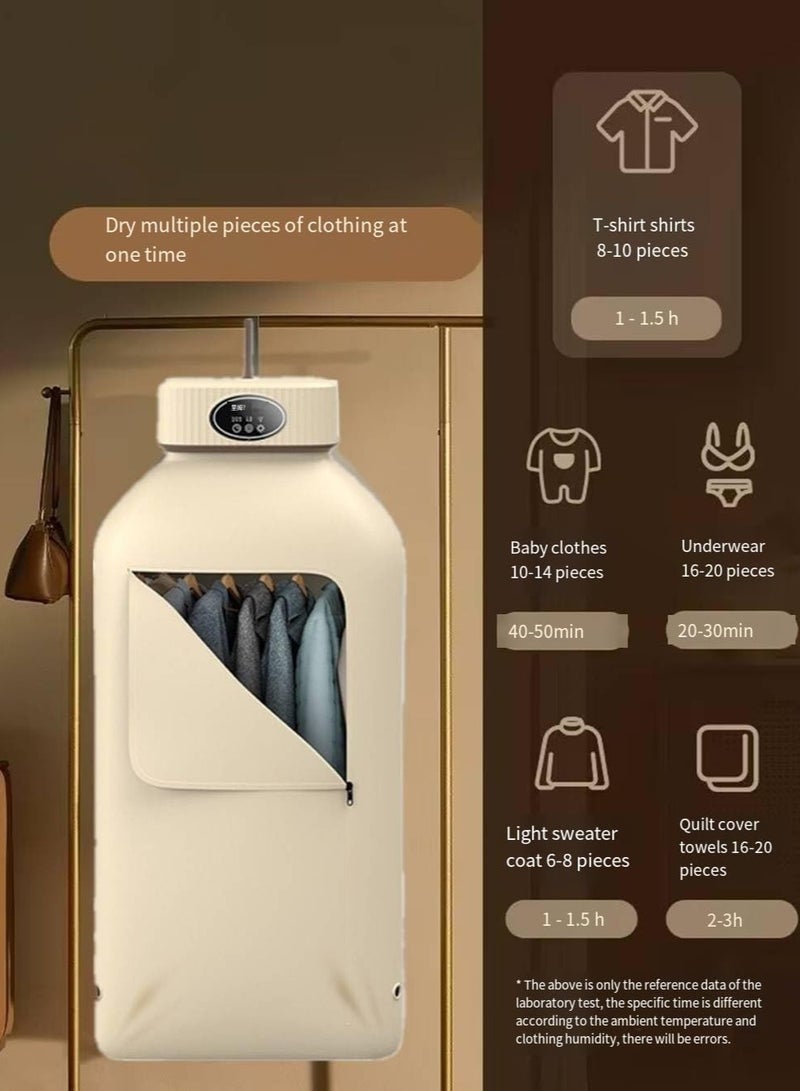 XiuWoo Portable Clothes Dryer Fast Drying, Timed Quiet Drying, Portable Compact Foldable Dryer Machine for Apartments Home Travel RVs Khaki  - Image 3