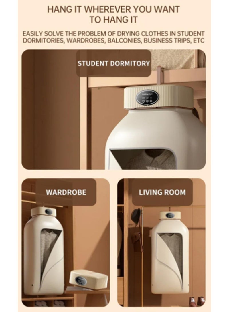 XiuWoo Portable Clothes Dryer Fast Drying, Timed Quiet Drying, Portable Compact Foldable Dryer Machine for Apartments Home Travel RVs Khaki  - Image 5