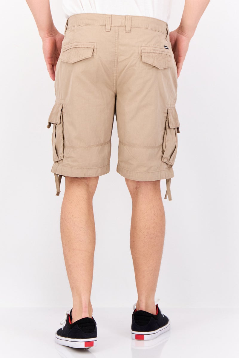 Threadbare Men Solid Cargo Shorts, Khaki - Image 3
