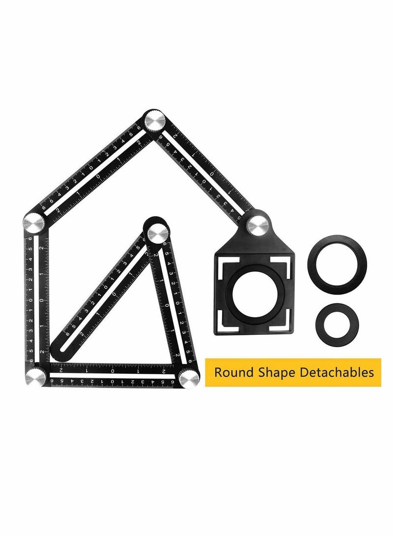 Multi Angle Measuring Ruler, Aluminum Alloy Template Tool Drill Guide Ceramic Tile Hole Punch Locator, 6 Fold Measuring Tool for DIY Handymen Builders Carpenters, Tilers, Craftsmen - Image 2