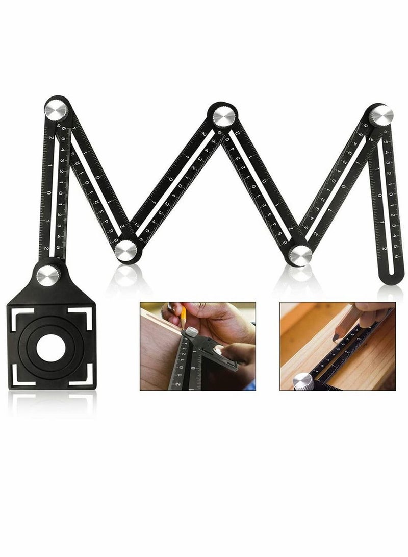 Multi Angle Measuring Ruler, Aluminum Alloy Template Tool Drill Guide Ceramic Tile Hole Punch Locator, 6 Fold Measuring Tool for DIY Handymen Builders Carpenters, Tilers, Craftsmen - Image 3