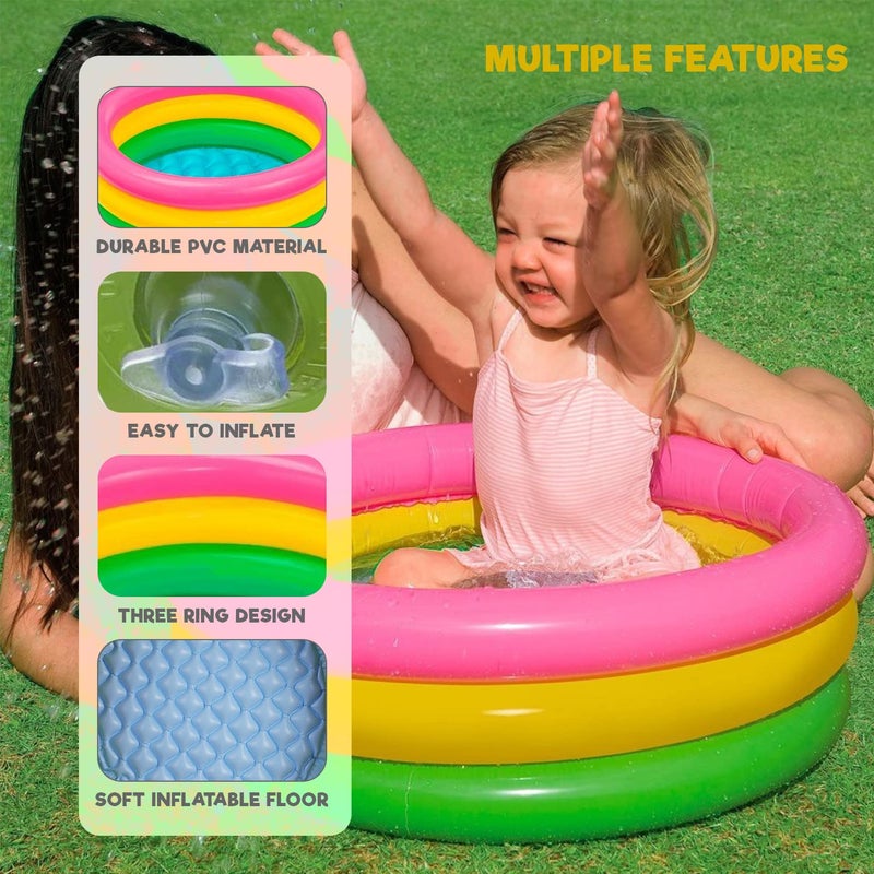 OUTO حمام سباحة دائري قابل للنفخ للأطفال مصنوع من مواد ناعمة للأطفال والرضع (متعدد الألوان، 2 قدم، المضخة غير مشمولة) - Image 5