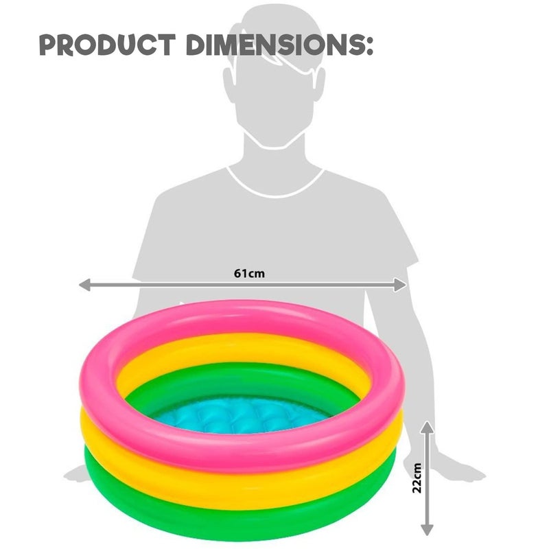OUTO حمام سباحة دائري قابل للنفخ للأطفال مصنوع من مواد ناعمة للأطفال والرضع (متعدد الألوان، 2 قدم، المضخة غير مشمولة) - Image 2