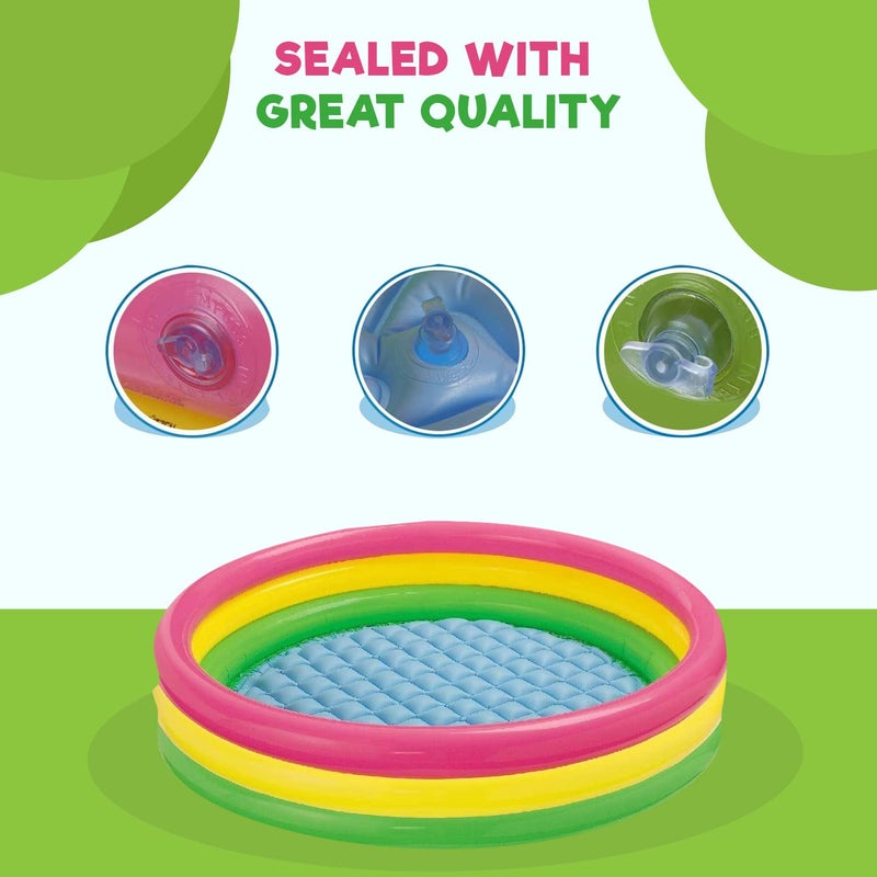 OUTO حمام سباحة دائري قابل للنفخ للأطفال مصنوع من مواد ناعمة للأطفال والرضع (متعدد الألوان، 2 قدم، المضخة غير مشمولة) - Image 3