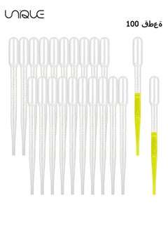 100PCS 3ML Pipettes, Disposable Pasteur Pipette, Eye Dropper, Plastic Liquid Droppers for Essential Oils, Graduated, Dispensing, Measuring, Watering, Interval 0.5ml, Clear