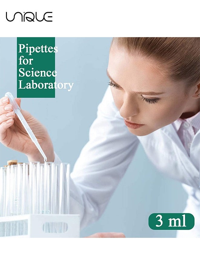 Unique - 100PCS 3ML Pipettes, Disposable Pasteur Pipette, Eye Dropper, Plastic Liquid Droppers for Essential Oils, Graduated, Dispensing, Measuring, Watering, Interval 0.5ml, Clear - Image 1