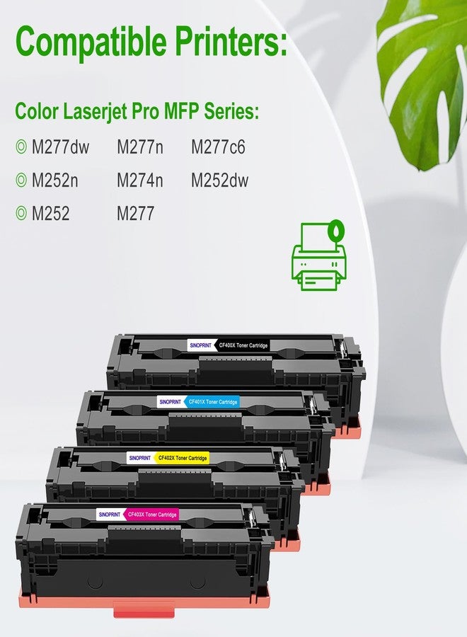 SINOPRINT 201X 201A MFP M277dw Toner Cartridges 4 Pack Compatible for HP 201X 201A Color Laserjet Pro MFP M252dw M277c6 CF400X CF401X CF402X CF403X M252 M277 Printer Ink (Black Cyan Yellow Magenta, 4-Pack) - Image 2