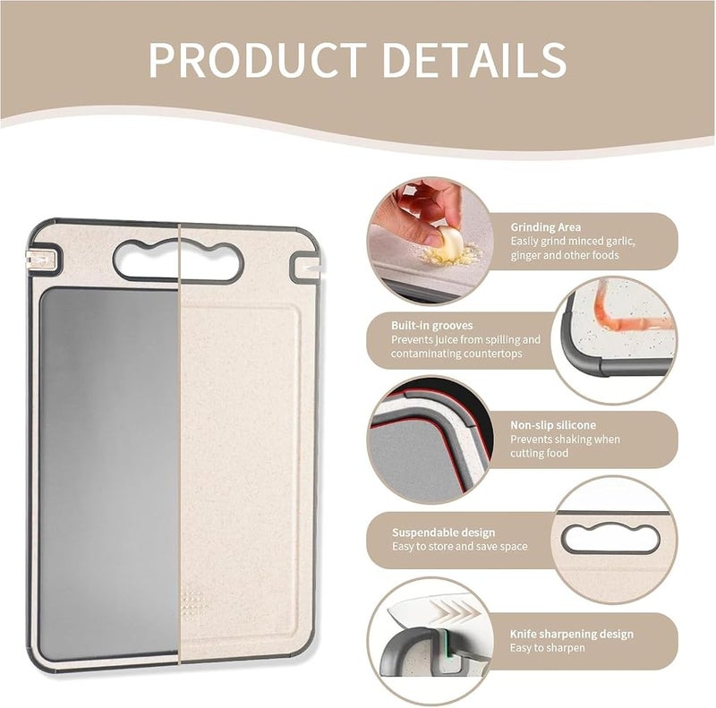 AMINAC Stainless Steel Cutting Board,Double Sided Chopping Board for Kitchen,Scratch Resistant with Mesh Design,Anti-Slip Silicone Edges,Juice Groove,Dishwasher Safe - Image 2