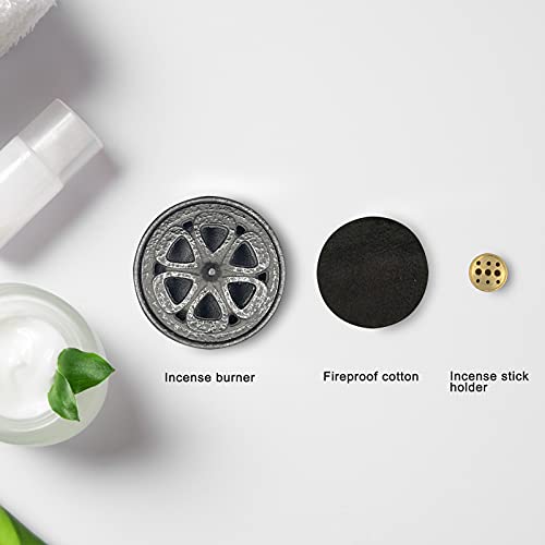 MENDUNER Cast Iron Incense Burner with Holder and Fireproof Cotton - Ideal for Sticks, Resin, Cone Incense and Rituals - Image 3