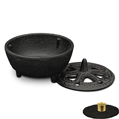 MENDUNER Cast Iron Incense Burner with Holder and Fireproof Cotton - Ideal for Sticks, Resin, Cone Incense and Rituals - Image 1