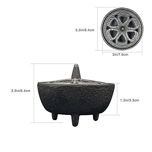 MENDUNER Cast Iron Incense Burner with Holder and Fireproof Cotton - Ideal for Sticks, Resin, Cone Incense and Rituals - Image 2