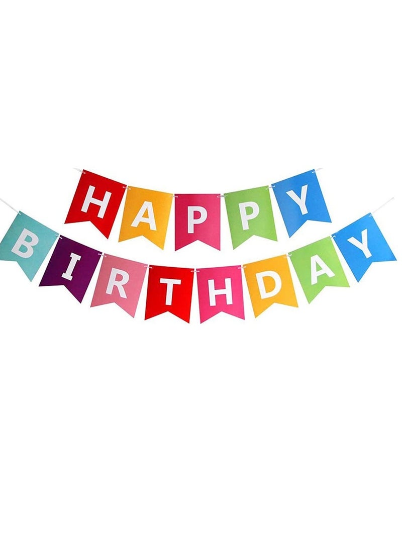 Rainbow High Chair Decoration Set for 1st Birthday, Includes Tutu Skirt, Happy Birthday Pennant Banner, Crown Hat, and Cake Topper - Perfect for Rainbow-Themed Celebrations!  - Image 3