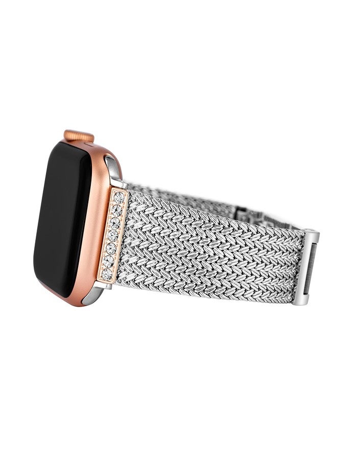 Anne Klein Mesh Fashion Band for Apple Watch, Secure, Adjustable, Apple Watch Replacement Band, Fits Most Wrists (42/44/45mm, Silver) - Image 2
