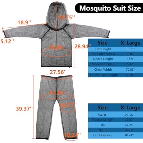 Shupakul 4 Pcs Mosquito Suit for Adult-Full Body Mosquito Net Suit Including Jacket Hood,Pants and Mitt Set-Outdoor Mesh Bug Protection from Bugs,Flies and Gnats - Image 2
