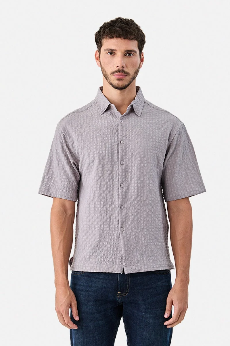 SNITCH Box Fit Textured Stretch Shirt