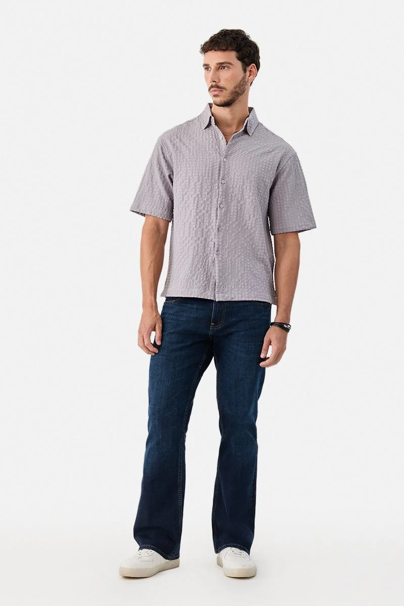 SNITCH Box Fit Textured Stretch Shirt
