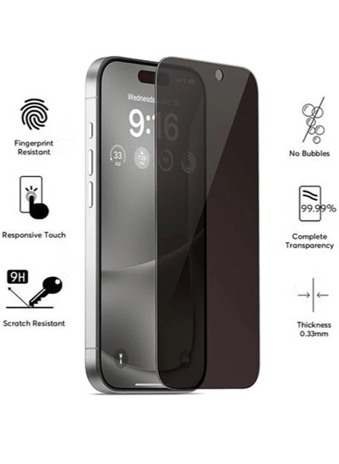 MOCOM Apple 16 Pro Max 5D Anti-Spy Privacy Tempered Glass Screen Protector for iPhone 16 Pro Max – 9H Hardness, Case-Friendly, Edge-to-Edge Protection, No Bubbles, Sensitive Touch, Scratch Resistant, Waterproof & Oil-Proof  - Image 1