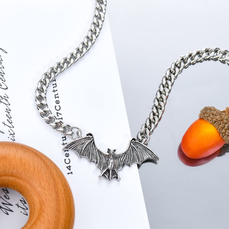 KURTCB Bat Necklace Gothic Punk Cool Heavy Chain Choker Cyber Animal Wing Pendant Necklace for Women Halloween Jewelry - Image 2