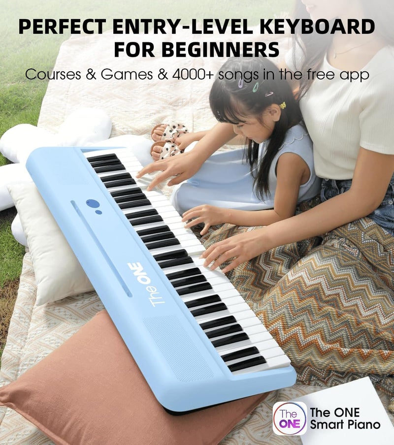 The ONE Smart Keyboard COLOR 61 Keys Piano Keyboard, Music Keyboard with 256 Timbres, 64 Polyphony, 2 Speakers, Built-in LED Lights and Free Apps (Blue) - Image 3
