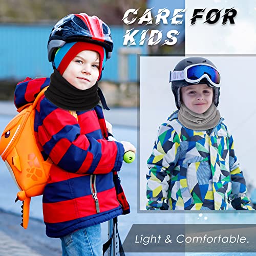 Janmercy Kids Fleece Neck Warmer 2 Pcs Winter Neck Gaiter Windproof Toddler Scarf Face Cover Tube Scarf for Ski Motorcycle, Boys and Girls (Black, Gray) - Image 5