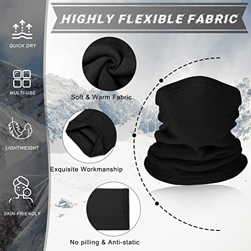 Janmercy Kids Fleece Neck Warmer 2 Pcs Winter Neck Gaiter Windproof Toddler Scarf Face Cover Tube Scarf for Ski Motorcycle, Boys and Girls (Black, Gray) - Image 3