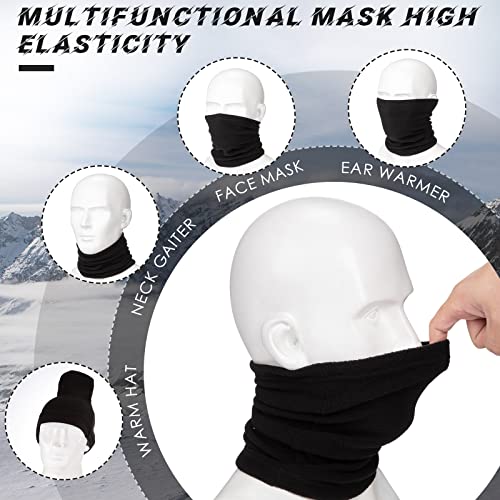Janmercy Kids Fleece Neck Warmer 2 Pcs Winter Neck Gaiter Windproof Toddler Scarf Face Cover Tube Scarf for Ski Motorcycle, Boys and Girls (Black, Gray) - Image 4