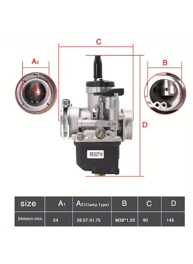 مكربن دراجة نارية Dellorto PHBL 24AS للطرازين 2 و4 أشواط، موديلات متوافقة من 100CC إلى 250CC - Image 2