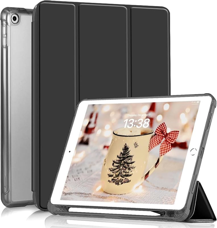 Boxome Tablet Case Cover for Apple iPad Pro 10.5 inch (1st Gen) [Auto Sleep/Wake Cover] [Pencil Holder] [Trifold Stand] [Frosted Back] - Black - Image 1