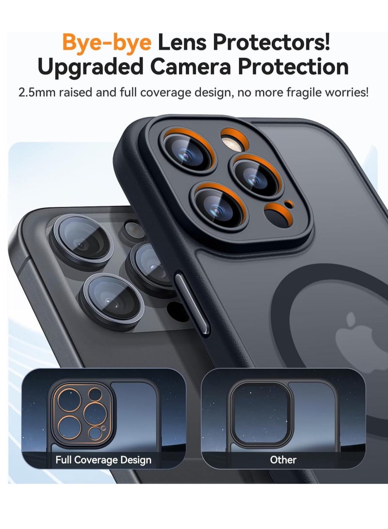 ESCASE Magnetic Cover for iPhone 16 ProMax  6.9 Inch, MagSafe Compatible, Full Camera Protection, Translucent Matte Slim Protective Shockproof Case, Black - Image 3