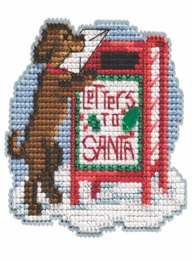 Letters to Santa Beaded Counted Cross Stitch Ornament Kit Mill Hill 2021 Winter Holiday MH182134,Multicolor